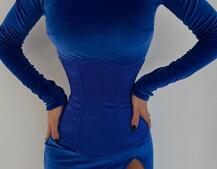 Оксамитова сукня міді з розрізом + атласний корсет | PUSHKA SHOP