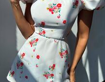 Сукня- міні у квітковий принт зі шнурівкою на спинці  | PUSHKA SHOP