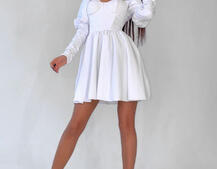 Платье-бюстье с объёмными рукавами и корсетными элементами На косточках, сзади на шнуровке. Платье-бюстье с объёмными рукавами и корсетными элементами На косточках, сзади на шнуровке. | PUSHKA SHOP