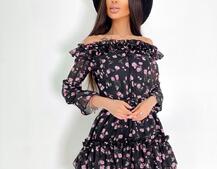 Шифоновое платье с рюшами на подкладке с корсетом Шифоновое платье с рюшами на подкладке с корсетом | PUSHKA SHOP