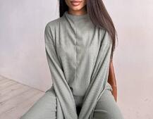 Повсякденний костюм із теплого трикотажу-рубчика | PUSHKA SHOP