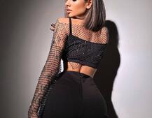 Комплект: топ + штани із сіткою зі стразами  | PUSHKA SHOP