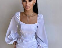 Атласний  комплект: корсет + спідниця з драпіруванням | PUSHKA SHOP