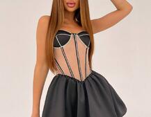 Сукня з чашечками та елементами корсету декорована стразами  | PUSHKA SHOP