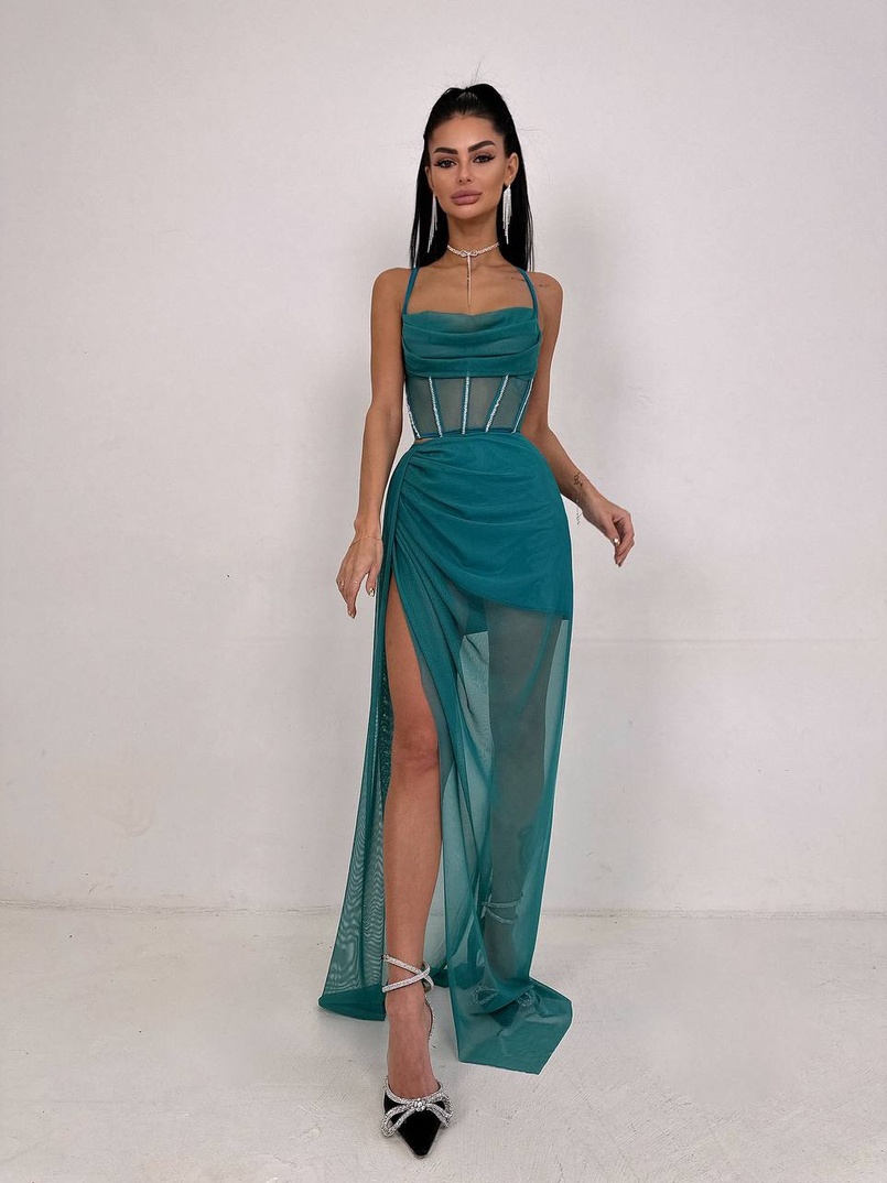 Комплект: корсет декорований стразами + спідниця максі  | PUSHKA SHOP