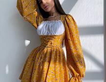 Квіткова сукня,декорована мереживом. | PUSHKA SHOP