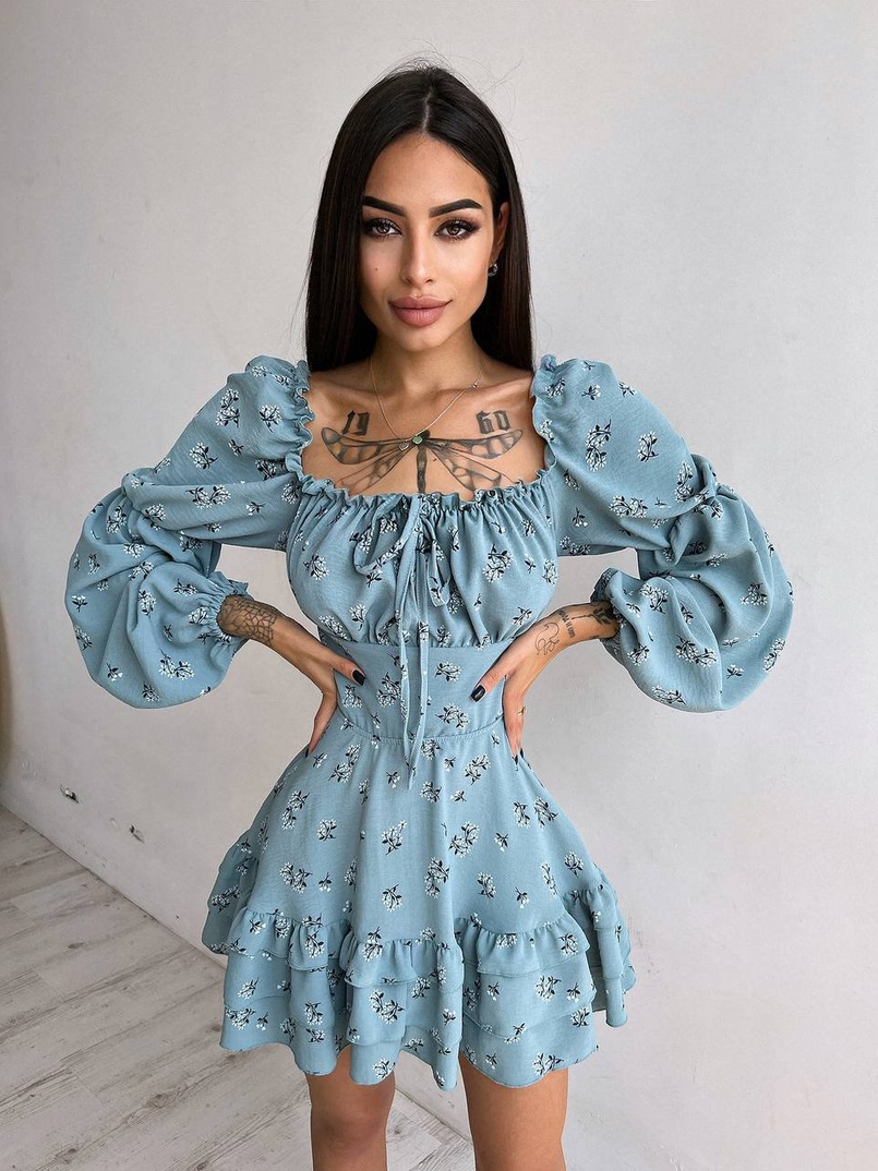 Квіткова сукня з воланами та шнуровкою по спинці Квіткова сукня з воланами та шнуровкою по спинці | PUSHKA SHOP