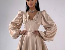 Атласна корсетна сукня  з пишною подвійною спідницею  | PUSHKA SHOP