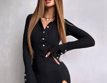 Трикотажна сукня з комірцем  | PUSHKA SHOP