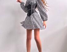 Сукня міні в квітковий принт + прозорий корсет Сукня міні в квітковий принт + прозорий корсет | PUSHKA SHOP