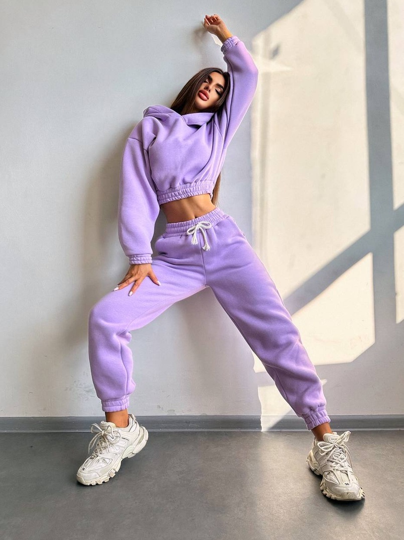 Базовий костюм на флісі з об'ємними капюшоном | PUSHKA SHOP