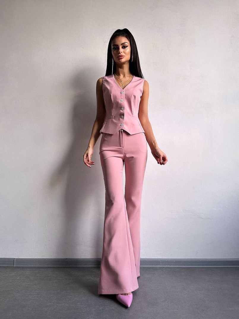 Костюм: піджак на підкладці, штани кльош+ жилет  | PUSHKA SHOP