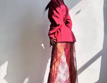 Комплект: піджак + блуза з баской + мереживна спідниця-шорти  | PUSHKA SHOP