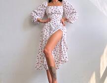 Сукня -міді зі шнурівкою на спинці та розрізом на ніжці | PUSHKA SHOP