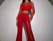 Комплект: топ + штани із сіткою зі стразами  | PUSHKA SHOP