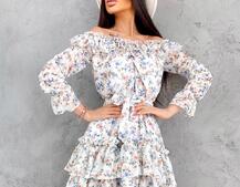 Шифоновое платье с рюшами на подкладке  | PUSHKA SHOP