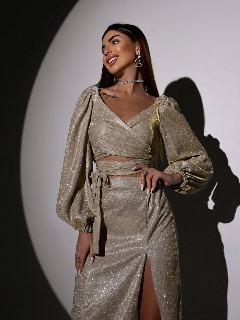 Сяючий комплект: топ  + спідниця  | PUSHKA SHOP