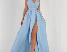 Платье макси с разрезом на юбке и запахом на груди   | PUSHKA SHOP