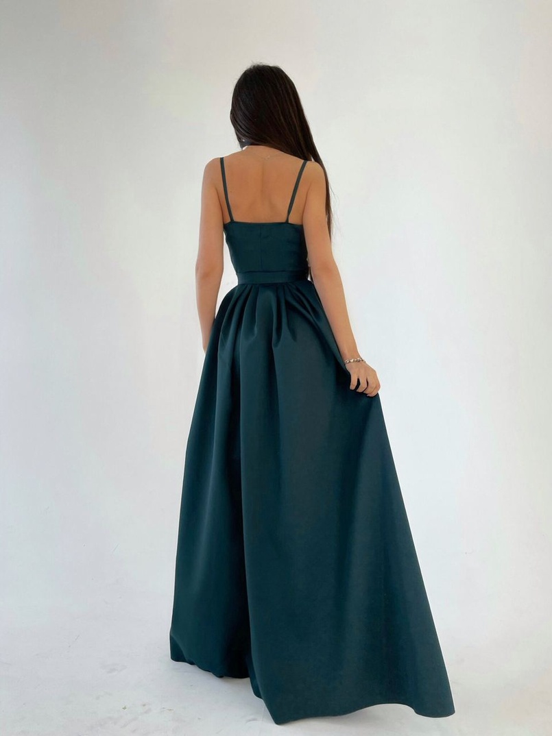 Платье макси с разрезом на юбке и запахом на груди   | PUSHKA SHOP