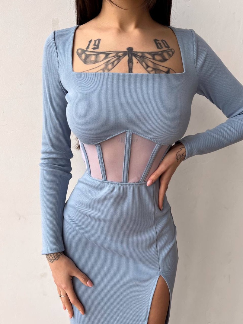 Сукня-міді  з елементами корсету   | PUSHKA SHOP