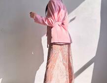 Комплект: піджак + блуза з баской + мереживна спідниця-шорти  | PUSHKA SHOP