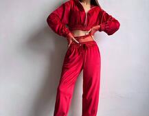 Велюровий комплект декорований стразами( бомбер+ рукавички+ штани + трусики) | PUSHKA SHOP