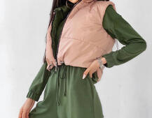 Комплект: комфортный трикотажный комбинезон   укорочённый двухсторонний жилет  Комплект: комфортный трикотажный комбинезон   укорочённый двухсторонний жилет  | PUSHKA SHOP