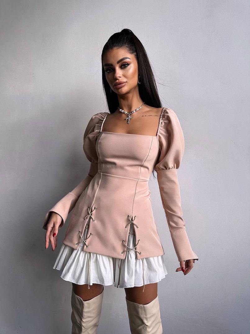 Сукня з об'ємними рукавами + спідниця з воланами Сукня з об'ємними рукавами + спідниця з воланами | PUSHKA SHOP