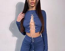 Костюм:  легінси та топ з шнурівкою зі страз Костюм:  легінси та топ з шнурівкою зі страз | PUSHKA SHOP