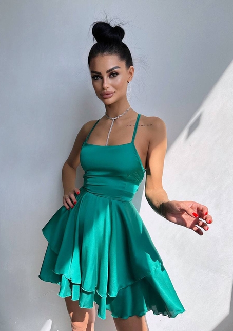 Шовкова сукня  з пишною спідницею та шнурівкою   | PUSHKA SHOP