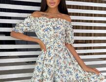 Цветочное платье с пышной юбкой и оборками | PUSHKA SHOP