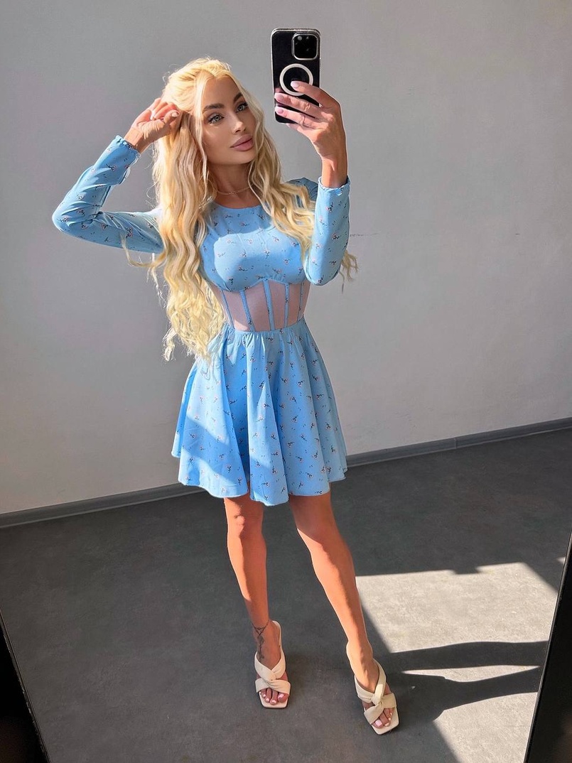 Корсетна сукня з пишною спідницею в квітковий Принт  Корсетна сукня з пишною спідницею в квітковий Принт  | PUSHKA SHOP