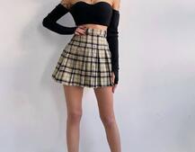 Комплект: трикотажный топ с чашечками push up + юбка в складку   | PUSHKA SHOP