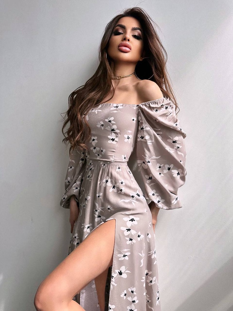 Сукня -міді зі шнурівкою на спинці та розрізом на ніжці | PUSHKA SHOP