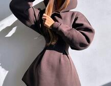 Тепле приталене худі з капюшоном на флісі + корсет на шнурівці Можна носити з корсетом та без | PUSHKA SHOP