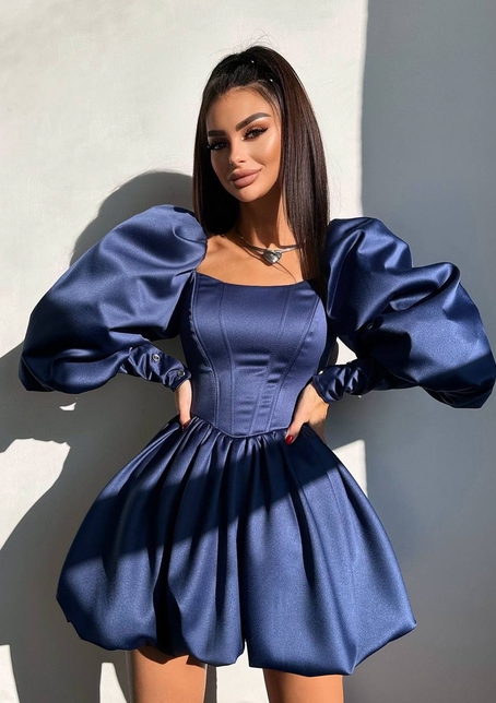 Сукня з обʼємними рукавами та спідницею балоном  Сукня з обʼємними рукавами та спідницею балоном  | PUSHKA SHOP