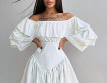 Сукня з асиметричною спідницею та воланами | PUSHKA SHOP