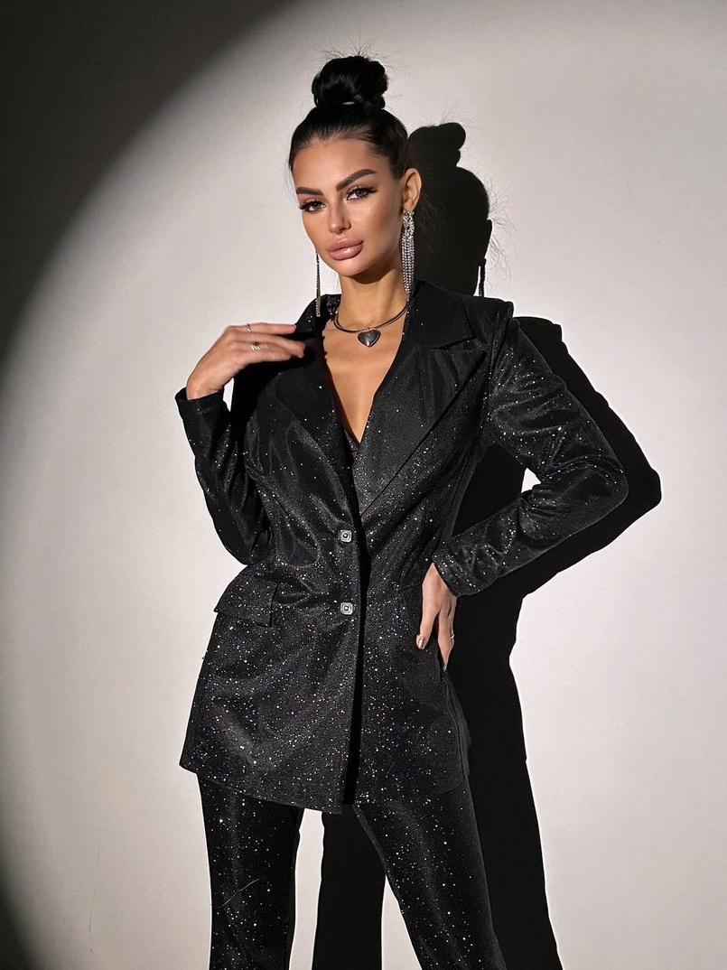 Костюм: піджак на підкладці, штани кльош+ топ з чашечками Костюм: піджак на підкладці, штани кльош+ топ з чашечками | PUSHKA SHOP