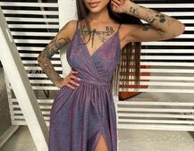 Блестящее платье-макси с разрезом Блестящее платье-макси с разрезом | PUSHKA SHOP