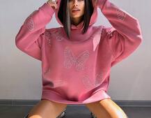 Трендове худі over size із сяючими стразами  | PUSHKA SHOP