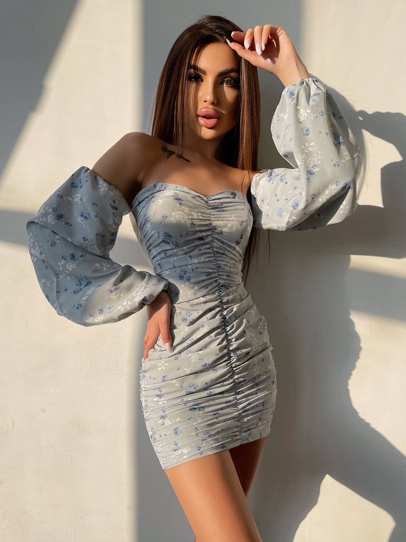 Сукня з квітковим принтом та драпіруванням   Сукня з квітковим принтом та драпіруванням   | PUSHKA SHOP