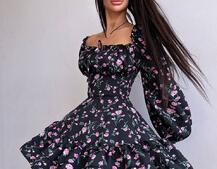 Квіткова сукня з воланами та шнуровкою по спинці | PUSHKA SHOP