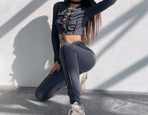 Комплект: топ зі шнурівкою на грудях + легінси | PUSHKA SHOP