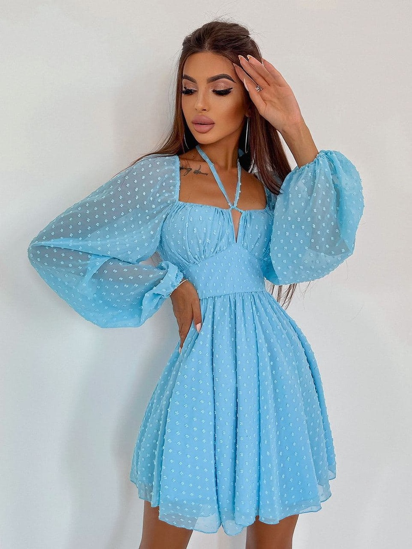 Шифоновое платье с завязками на груди  | PUSHKA SHOP