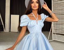 Летнее хлопковое платье с завязками на груди Летнее хлопковое платье с завязками на груди | PUSHKA SHOP