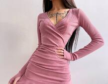 Трикотажное платье с присобранной юбкой | PUSHKA SHOP