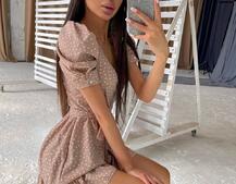 Милое платье в горошек с оборками и повязка бант | PUSHKA SHOP