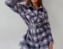 Кашемировое платье-рубашка в клетку | PUSHKA SHOP