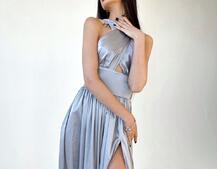 Платье макси с разрезом на юбке и верхом на завязках Платье макси с разрезом на юбке и верхом на завязках | PUSHKA SHOP