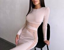 Сукня міді  із вставками сітки  | PUSHKA SHOP